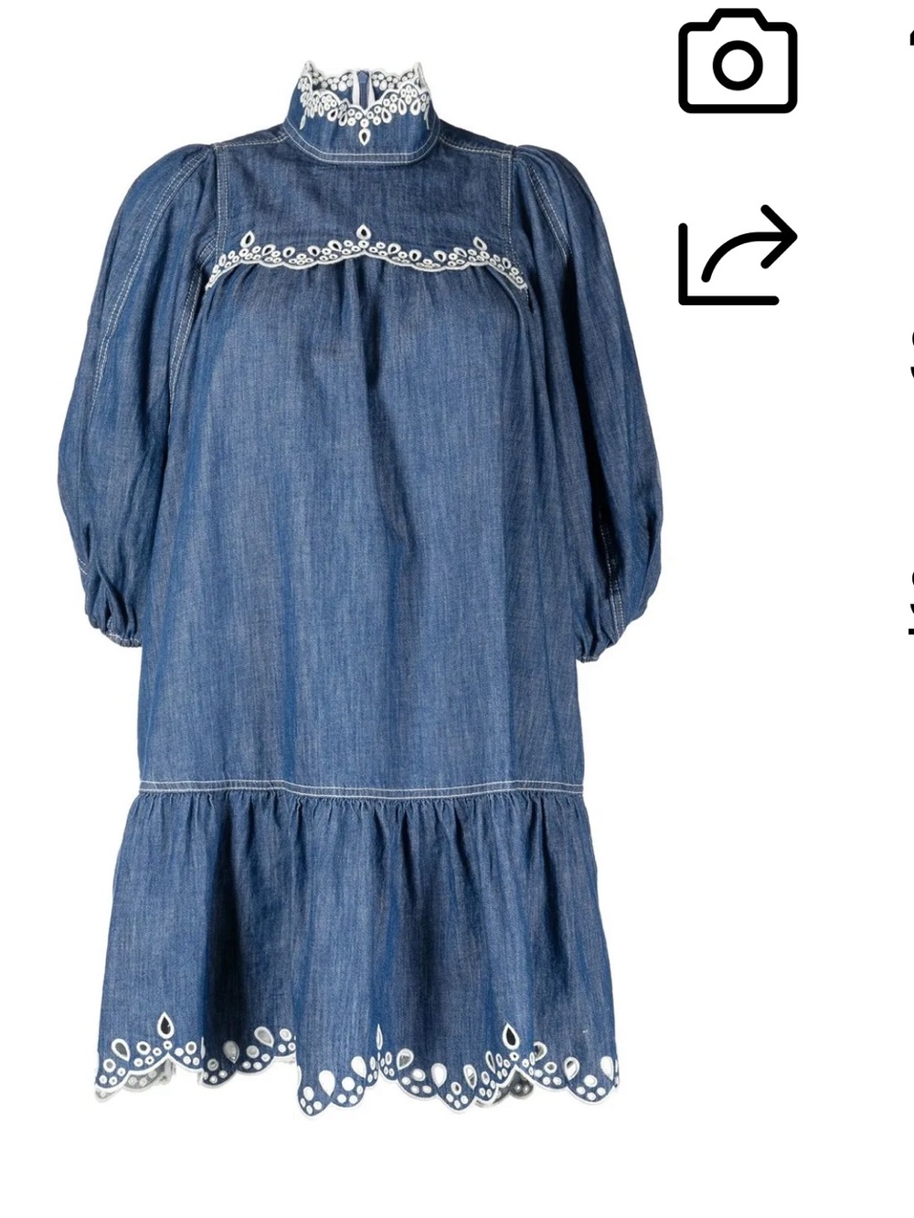 Zimmerman Denim Blue Embroidered High-Neck Casual Dress